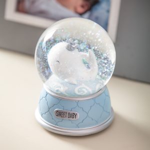 Water Globe with Music Box, Baby Whale, Blue