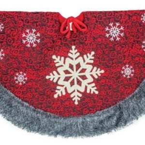 Cozy Snowflake Tree Skirt Red