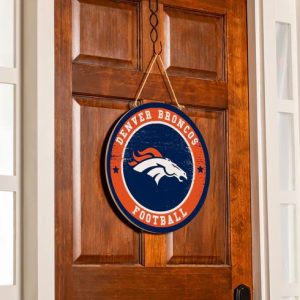 Denver Broncos Round Door Decor with Hanging Rope
