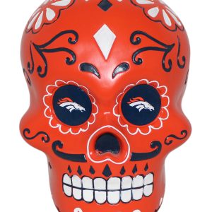Denver Broncos Orange Sugar Skull Statue