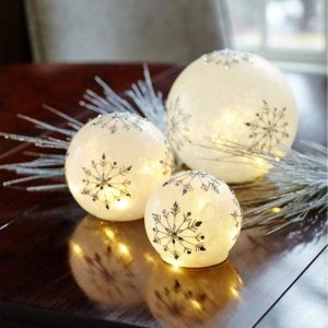 Clear LED Snowflake Tabletop Glass Globes with Timers