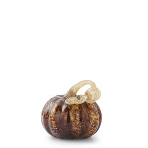 Small Brown Speckled Handblown Glass Pumpkin
