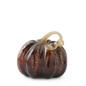 Large Brown Speckled Handblown Glass Pumpkin