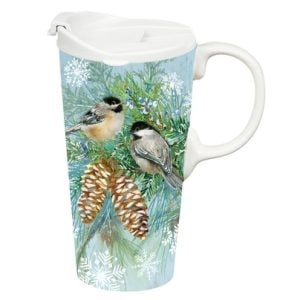 Winter Frost Chickadees Travel Cup