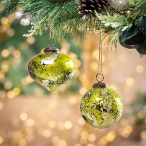 Shades of Green Marble Glass Ornament