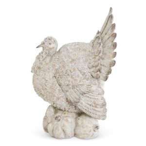 Tan Distressed Resin Turkey on Pumpkins