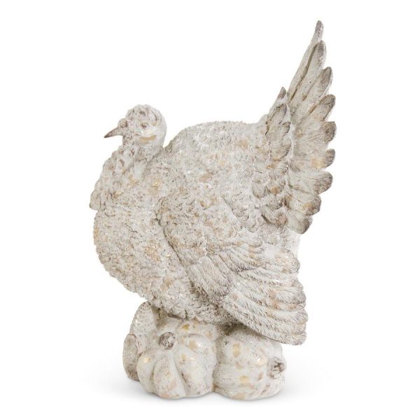 Tan Distressed Resin Turkey on Pumpkins