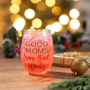 Good Moms Stemless Wine Glass