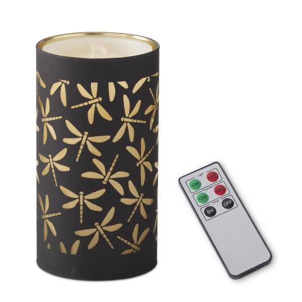 LED Water Candle with Dragonfly Slipcover and Remote