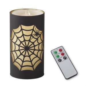 LED Water Candle with Black Laser Spiderweb Slipcover and Remote