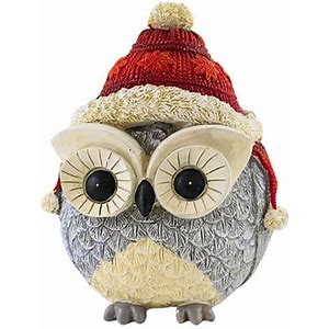 Pudgy Owl with Santa Hat