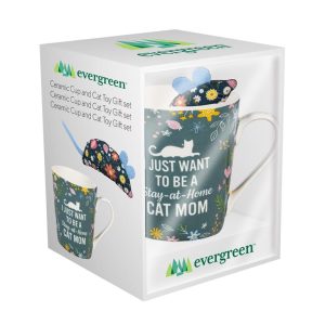 Cat Drinkware Gift Set With Cat Toy