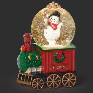 Confetti Lites Lighted Swirl Rotating Snowman on Train