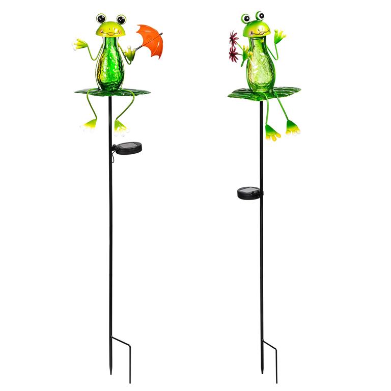 Pollinator Garden Solar Frog Twinkling Lights Garden Stake 40"H