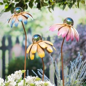 Metal Floral Garden stake 36"H