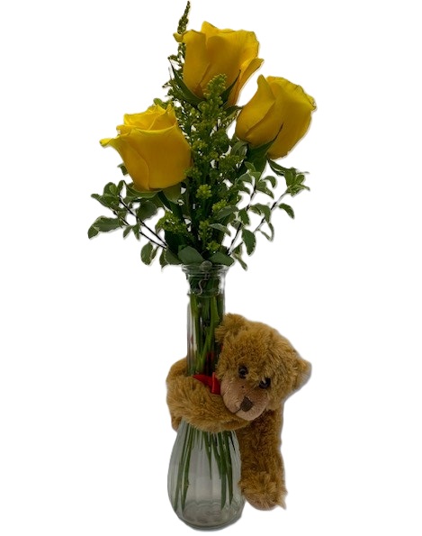 3 ROSE BUD VASE W/HUGGER